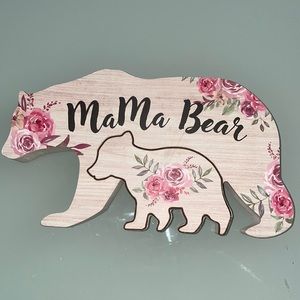 MaMa Bear and cub floral table decor baby shower gift pink floral green